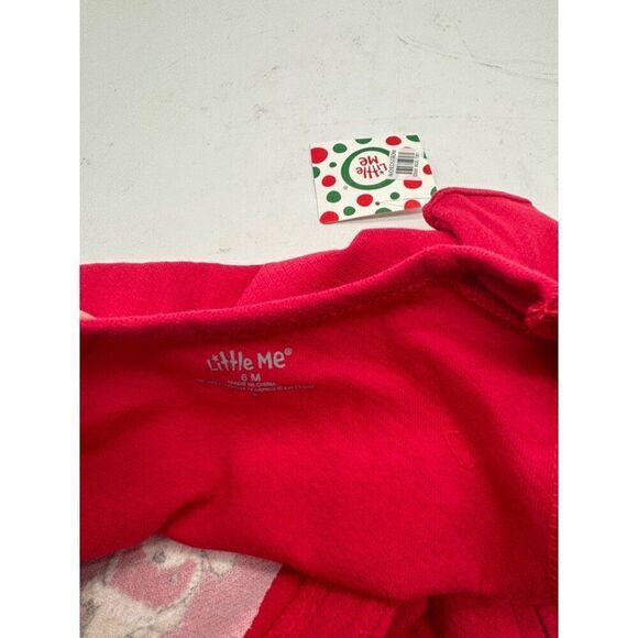 Little Me "My First Christmas" Teddy Bear Footed Bodysuit, Red, 6M - Picture 7 of 12